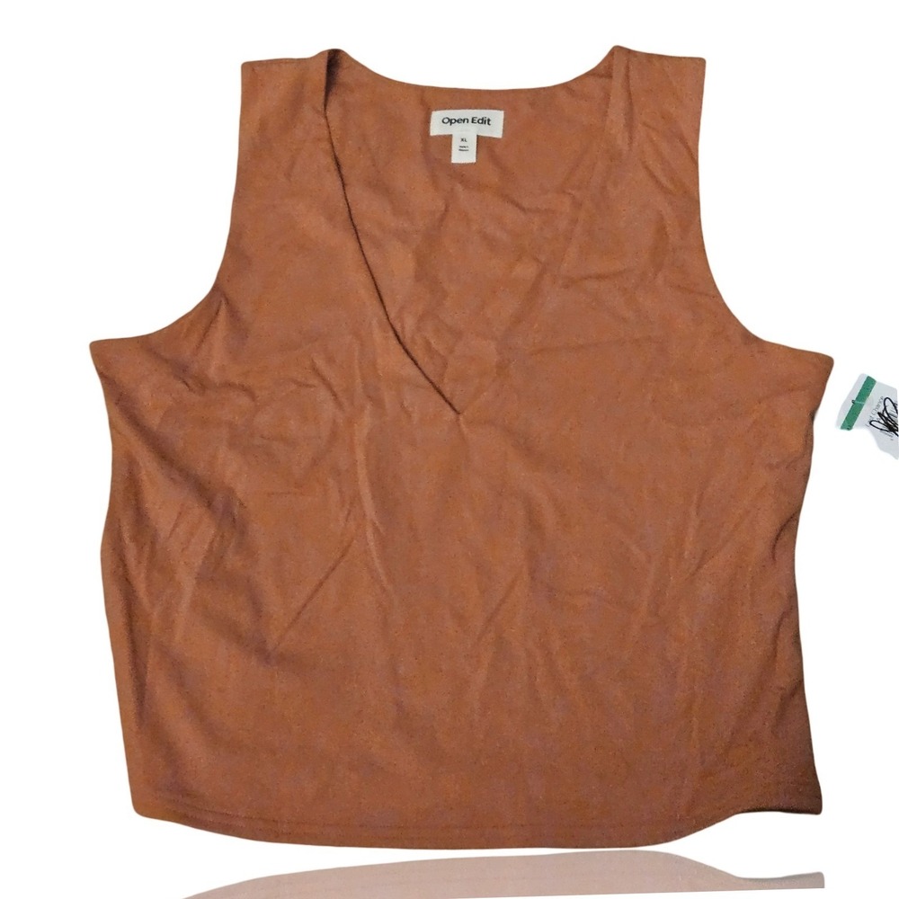 Open Edit Womens  V-Neck Tank Top Rust Brown XL New with Tags‎